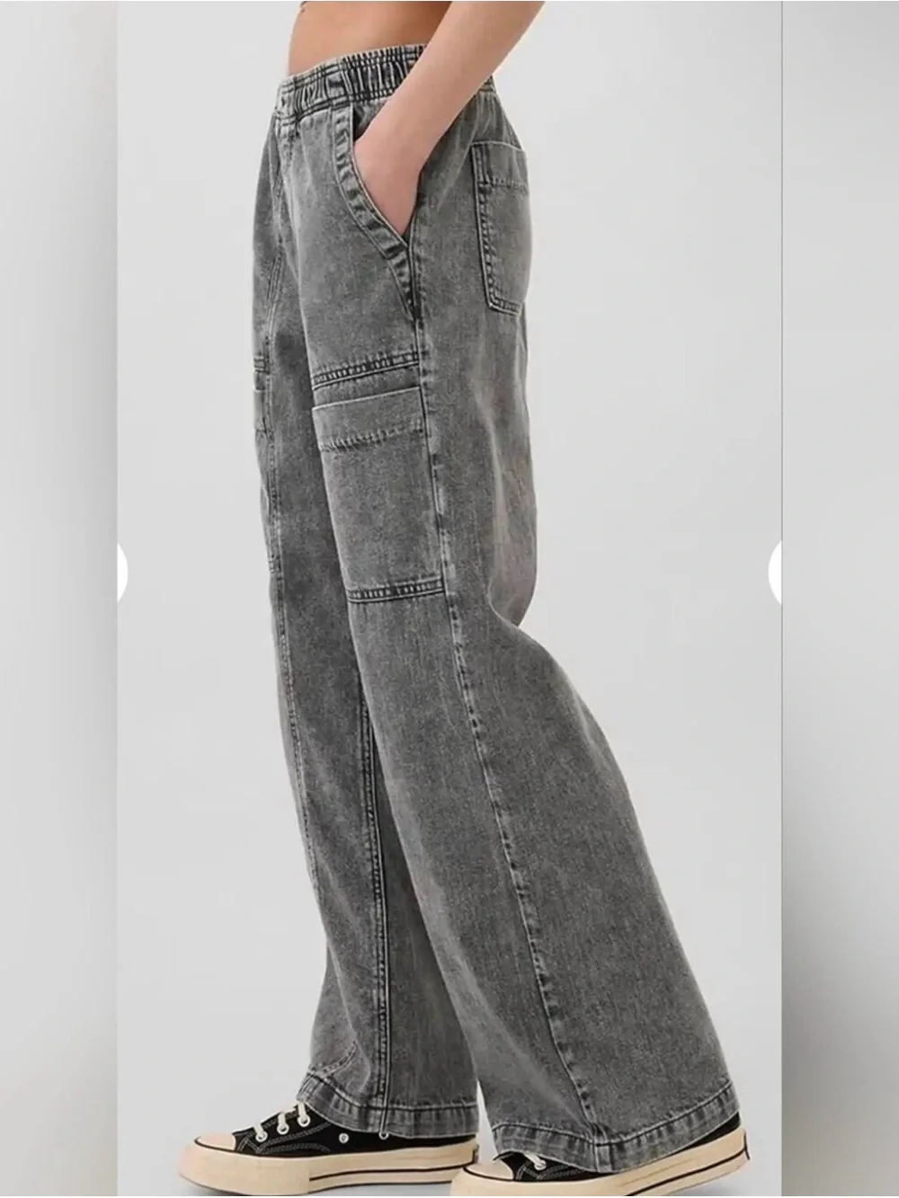 Gap high rise wide-leg pull-on jean black wash large